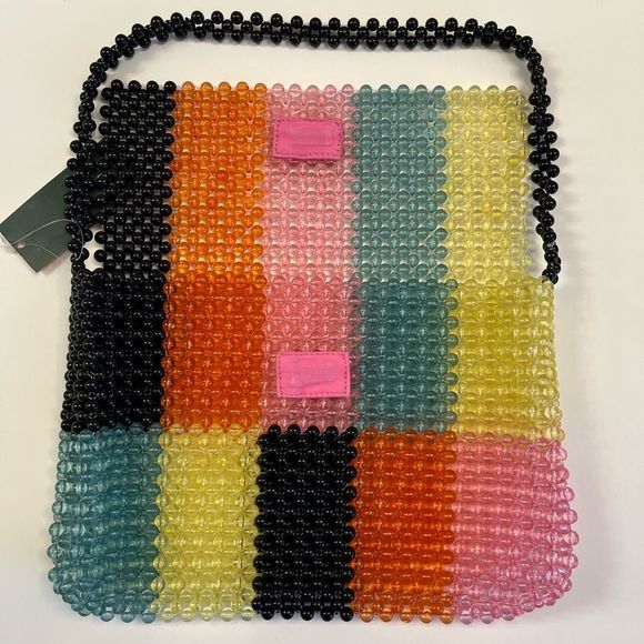 Beaded Colorblock Shoulder Handbag- Unique - 100% Beaded - NWT - Picture 3 of 4